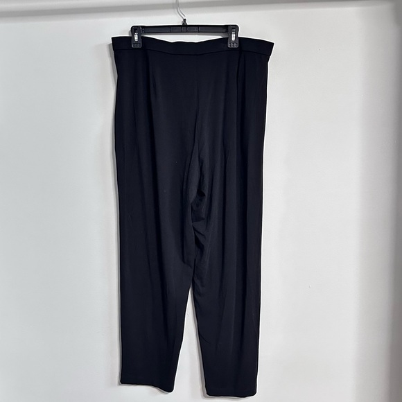 Eileen Fisher Pants Straight Leg Knit Pull On Elastic Waist Black Career Large - Picture 3 of 14